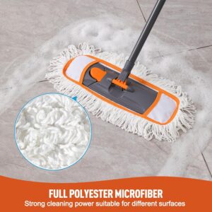 Mops for Floor Cleaning with 3 Different Washable Pads and Extendable 55” Long Handle, Multifunction Dust Mop for Hardwood,Marble,Tile Floor Mopping,Orange - Image 8