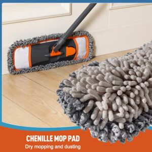 Mops for Floor Cleaning with 3 Different Washable Pads and Extendable 55” Long Handle, Multifunction Dust Mop for Hardwood,Marble,Tile Floor Mopping,Orange - Image 9
