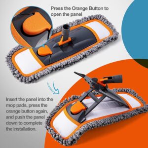 Mops for Floor Cleaning with 3 Different Washable Pads and Extendable 55” Long Handle, Multifunction Dust Mop for Hardwood,Marble,Tile Floor Mopping,Orange - Image 10