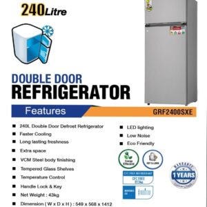 GEEPAS GRF2400SXE 240 Liters Free Standing Durable Double Door Refrigerator, Quick Cooling & Long-lasting Freshness - Image 9