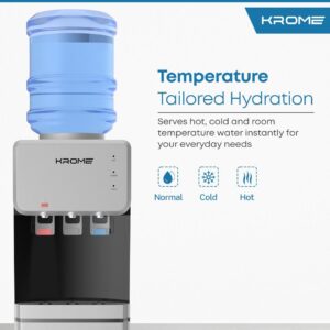 Krome Top Loading Water Dispenser, Hot, Cold & Normal Water, Floor Standing, Made with Stainless Steel Tank & Food-Grade Silicone Gel Tube, Child Lock for Hot Water, Silver & Black KR-WDTL 3TB - Image 5