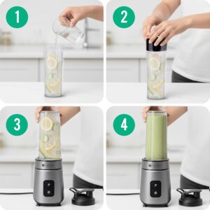 CAROSKI Smoothie Maker 550W High Speed Blender – 2 × 600ml Travel Bottles, Stainless Steel Blades, 100% Copper Motor, On/Off Switch, Anti-Slip Base, VDE Plug, Perfect for Juices, Shakes & Smoothies - Image 2