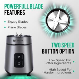 CAROSKI Smoothie Maker 550W High Speed Blender – 2 × 600ml Travel Bottles, Stainless Steel Blades, 100% Copper Motor, On/Off Switch, Anti-Slip Base, VDE Plug, Perfect for Juices, Shakes & Smoothies - Image 3