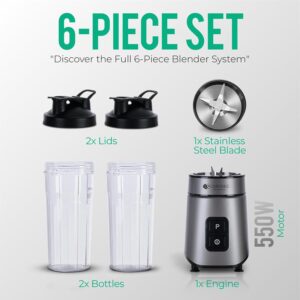 CAROSKI Smoothie Maker 550W High Speed Blender – 2 × 600ml Travel Bottles, Stainless Steel Blades, 100% Copper Motor, On/Off Switch, Anti-Slip Base, VDE Plug, Perfect for Juices, Shakes & Smoothies - Image 7