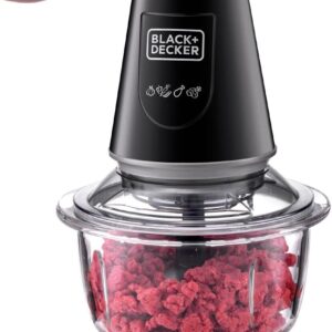 BLACK+DECKER Multi-Function Glass Chopper & Mincer, 400W, XXL 1.2L Bowl, 4-Blade System, Pulse Speed for Precision, Ice Crushing, Compact Sleek Black Design, Easy to Clean, Black - GC400-B5 - Image 5