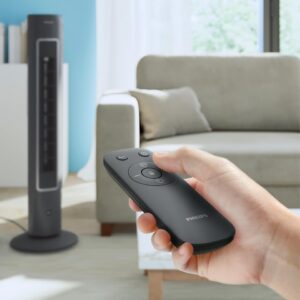 Philips Tower Fan 5000 Series - 40W, 3 Speeds, Sleep Mode, Armotherapy Diffuser, Remote Controller, Child Lock, Slim Design, Dark Grey - CX5535/11 - Image 2