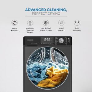 Krome Front Loading Washer Dryer Machine | 12 Kg Washing | 8 Kg Drying|1400 RPM Spin| Variable Temperature| Foam Sensing & Removal | Direct Driver Motor | Auto Restart | Auto Balance | Load Detect | Child Lock 12 kg KR-WD128STI Titanium - Image 3