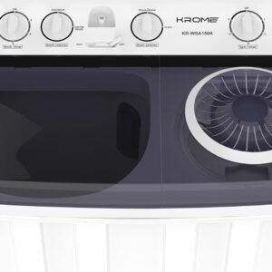 Krome Twin Tub Semi-Automatic Washing Machine, Powerful Wash With Mechanical Wash Timer, Intuitive Control, Durable Aluminium Spin Motor, 460W Wash And 200W Spin Input Power 15 kg KR-WSA150K White - Image 5