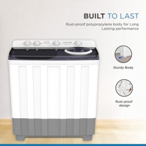 Krome Twin Tub Semi-Automatic Washing Machine, Powerful Wash With Mechanical Wash Timer, Intuitive Control, Durable Aluminium Spin Motor, 460W Wash And 200W Spin Input Power 15 kg KR-WSA150K White - Image 10