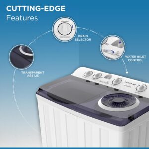 Krome Twin Tub Semi-Automatic Washing Machine, Powerful Wash With Mechanical Wash Timer, Intuitive Control, Durable Aluminium Spin Motor, 460W Wash And 200W Spin Input Power 15 kg KR-WSA150K White - Image 4