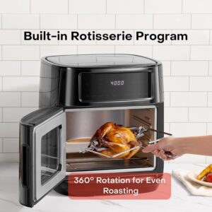 nutricook 12L Air Fryer Oven with Rotisserie, TwinCrisp Top & Bottom Heating, 10 Cooking Programs, Ceramic-Coated Trays, SS304 Accessories, Family Size Capacity, Removable Door, Easy Clean, Black/ Silver 12 L 1900 W NC-AFO330 Black - Image 5