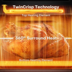 nutricook 12L Air Fryer Oven with Rotisserie, TwinCrisp Top & Bottom Heating, 10 Cooking Programs, Ceramic-Coated Trays, SS304 Accessories, Family Size Capacity, Removable Door, Easy Clean, Black/ Silver 12 L 1900 W NC-AFO330 Black - Image 8