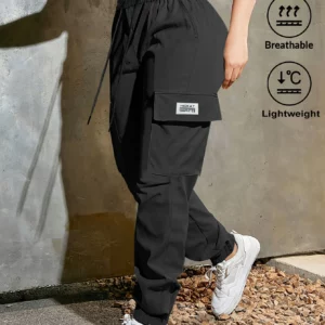 Women's Lightweight Cargo Pants with Adjustable Waist & Flap Pockets Outdoor/Workwear Trousers for Spring Summer Fall - Image 2