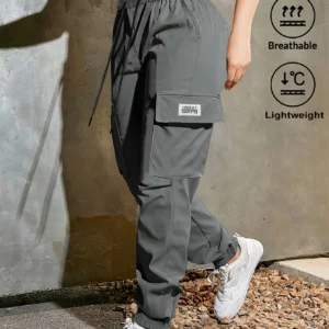 Women's Lightweight Cargo Pants with Adjustable Waist & Flap Pockets Outdoor/Workwear Trousers for Spring Summer Fall - Image 3