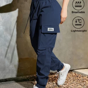 Women's Lightweight Cargo Pants with Adjustable Waist & Flap Pockets Outdoor/Workwear Trousers for Spring Summer Fall - Image 4