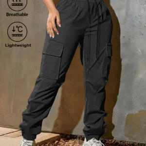 Women's Lightweight Cargo Pants with Adjustable Waist & Flap Pockets Outdoor/Workwear Trousers for Spring Summer Fall - Image 5
