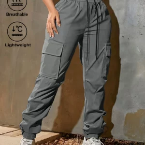 Women's Lightweight Cargo Pants with Adjustable Waist & Flap Pockets Outdoor/Workwear Trousers for Spring Summer Fall - Image 6