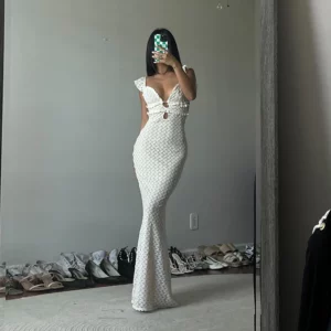 Cryptographic Elegant Tie Detail Sexy Cut Out Backless Dress Party Club Outfits Summer See Through Sleeveless Women Dresse Robes - Image 4