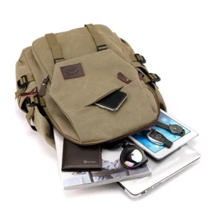 Fashion Retro Men Backpack College Students Schoolbag Laptop Rucksack Canvas Two-shoulder Bag Large Capacity Outdoor Travel Bag - Image 3
