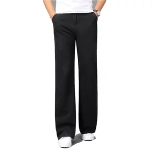 New Men's 2024 Summer Thin Light Weight Wide-Leg Straight Jeans Big Size Business Casual Flare Pants Black Blue High waist - Image 6