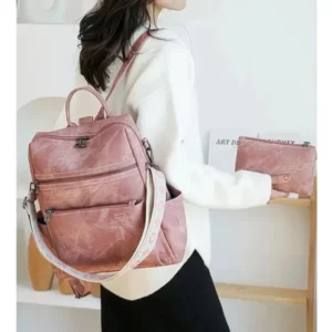 2025 New Women's PU Leather Waterproof Anti-theft Fashion Large Capacity Business Travel College Laptop Backpack Shoulder Bag - Image 4