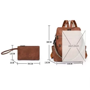 2025 New Women's PU Leather Waterproof Anti-theft Fashion Large Capacity Business Travel College Laptop Backpack Shoulder Bag - Image 5