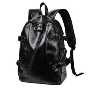 soft PU leather vintage casual backpack for men large capacity travel backpack male laptop shoulder bag waterproof work backpack - Image 2