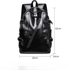 soft PU leather vintage casual backpack for men large capacity travel backpack male laptop shoulder bag waterproof work backpack - Image 6