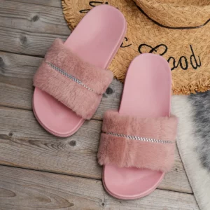 Women's cute and fashionable summer non-slip plush slippers with rhinestone decoration, casual and comfortable indoor slippers - Image 7