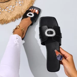 designer slides flip flops mule Shoes slippers women sandal luxury 2026 shoes woman ladies summer leather flat slippers - Image 2