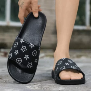 Men's Fashion Slippers Color-blocked Round Toe Heel Wearable Lightweight Anti-slip Quick-drying Classic One-shoulder Slippers - Image 2