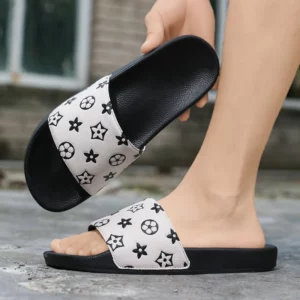 Men's Fashion Slippers Color-blocked Round Toe Heel Wearable Lightweight Anti-slip Quick-drying Classic One-shoulder Slippers - Image 4
