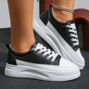 Women White Sneakers Autumn Lace Up Thick Bottom Casual Flats Anti-slip Outdoor Walking Sports Board Shoes Sapatos Femininos - Image 7