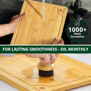 ROYAL CRAFT WOOD Wooden Cutting Boards for Kitchen Meal Prep & Serving - Bamboo Wood Serving Board Set with Deep Juice Groove Side Handles - Charcuterie & Chopping Butcher Block for Meat - Image 6