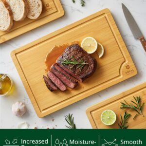 ROYAL CRAFT WOOD Wooden Cutting Boards for Kitchen Meal Prep & Serving - Bamboo Wood Serving Board Set with Deep Juice Groove Side Handles - Charcuterie & Chopping Butcher Block for Meat - Image 8