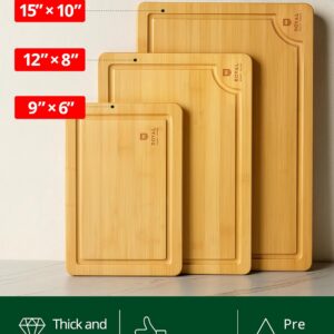ROYAL CRAFT WOOD Wooden Cutting Boards for Kitchen Meal Prep & Serving - Bamboo Wood Serving Board Set with Deep Juice Groove Side Handles - Charcuterie & Chopping Butcher Block for Meat - Image 9
