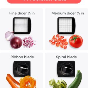 Fullstar Signature Series Vegetable Chopper - Premium Veggie Cutter, Commercial Grade Food Chopper & Spiralizer with Container, Heavy-Duty Onion Chopper, Kitchen Gadgets & Gifts (4 in 1, White) - Image 6