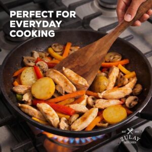Zulay Kitchen 6 Piece Wooden Spoons for Cooking – Natural Teak Wooden Utensil Set, Easy to Clean, Durable, Smooth with Comfort Grip - Non Toxic Wooden Cooking Utensil Sets - Image 3