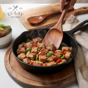 Zulay Kitchen 6 Piece Wooden Spoons for Cooking – Natural Teak Wooden Utensil Set, Easy to Clean, Durable, Smooth with Comfort Grip - Non Toxic Wooden Cooking Utensil Sets - Image 9