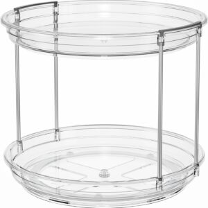 LAMU 2 Tier Lazy Susan Turntable Organizer 9.25'' Rotating Spice Rack Organization for Cabinet, Kitchen, Pantry, Countertop, Bathroom, Vanity, Medicine Cabinet Organizer, Clear - Image 9