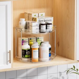 LAMU 2 Tier Lazy Susan Turntable Organizer 9.25'' Rotating Spice Rack Organization for Cabinet, Kitchen, Pantry, Countertop, Bathroom, Vanity, Medicine Cabinet Organizer, Clear - Image 8