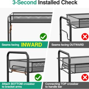 Spice Rack Organizer for Countertop,Xpatee 2-Tier Foldable Metal Rust-Proof Standing Large Seasoning Storage Shelf with Guardrail and Mesh Design for Kitchen Cabinet Bathroom Living Room Pantry, Black - Image 7
