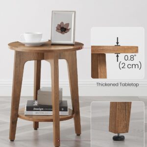 VASAGLE MAEZO Collection - Side Table, 2-Tier Small Round End Table, Nightstand with Tapered Legs, Curved Transitions, for Small Spaces, Living Room, Bedroom, Honey Brown ULET283T41 - Image 5