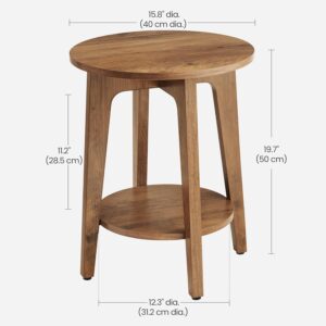 VASAGLE MAEZO Collection - Side Table, 2-Tier Small Round End Table, Nightstand with Tapered Legs, Curved Transitions, for Small Spaces, Living Room, Bedroom, Honey Brown ULET283T41 - Image 7