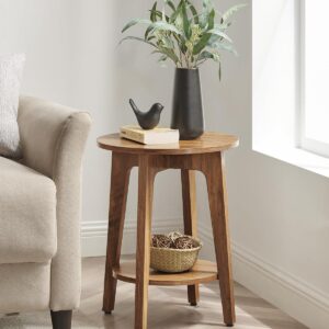 VASAGLE MAEZO Collection - Side Table, 2-Tier Small Round End Table, Nightstand with Tapered Legs, Curved Transitions, for Small Spaces, Living Room, Bedroom, Honey Brown ULET283T41 - Image 8