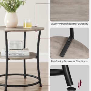VASAGLE 21.7-Inch Round Side Table, 2-Tier End Table, Nightstand with Steel Frame, Spacious Top, for Small Spaces, Living Room, Bedroom, Heather Greige and Ink Black ULET56BG | 2 Storage Shelves, Living Room, Bedroom, Nightstand, Small Spaces, Accent Coffee Table - Image 3