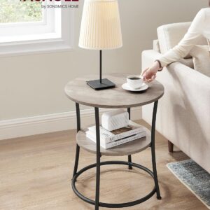 VASAGLE 21.7-Inch Round Side Table, 2-Tier End Table, Nightstand with Steel Frame, Spacious Top, for Small Spaces, Living Room, Bedroom, Heather Greige and Ink Black ULET56BG | 2 Storage Shelves, Living Room, Bedroom, Nightstand, Small Spaces, Accent Coffee Table - Image 6