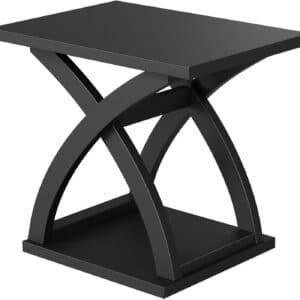 ChooChoo End Side Table, Modern End Table with Storage Shelf, X-Design Side Table Living Room (Black) - Image 3