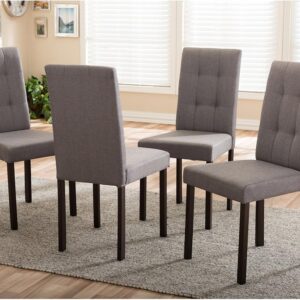 Baxton Studio Andrew Modern and Contemporary 5-Piece Grey Fabric Upholstered Grid-Tufting Dining Set - Image 4