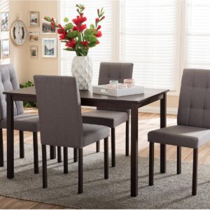 Baxton Studio Andrew Modern and Contemporary 5-Piece Grey Fabric Upholstered Grid-Tufting Dining Set - Image 5